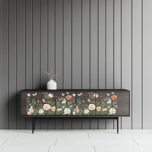 GLOBLELAND 4 Sheets Peony Butterfly Rub on Transfer for Furniture 6×12 inch - style: Peony Butterfly