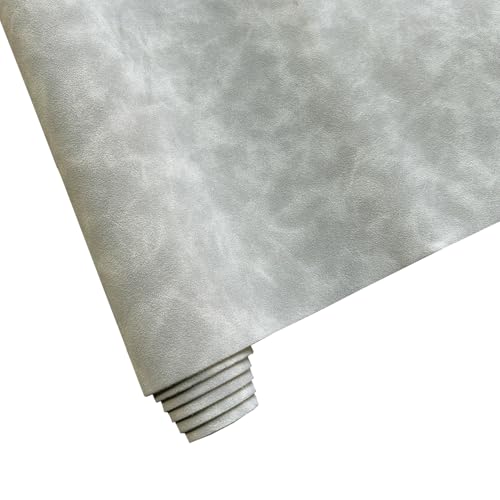 16" x 54" Faux Suede PU Leather Fabric for Crafts, Vintage Vegan Leatherette Fabric for Home Upholstery Handbags Purse DIY Repair Projects-Gray - color: Gray