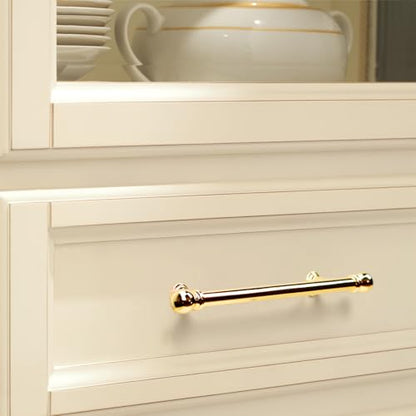 YAGU 6 Pack Polished Brass Cabinet Handles 5 Inch(128mm) Hole Center Polished Gold Kitchen Drawer Pulls Furniture Hardware for Dresser Bathroom Cupboard Wardrobe Closet Vanity - color: Polished Brass, size: 6 Pack, style: 5''/128MM Hole Center