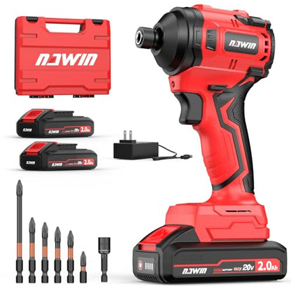 NAWIN Cordless Impact Driver Kit 20V Max Torque 240Nm（177ft-lbs）High Rotation Electric Impact Driver Brushless Motor Continuously Variable Rechargeable 1/4" impact driver 2.0Ah Batteries