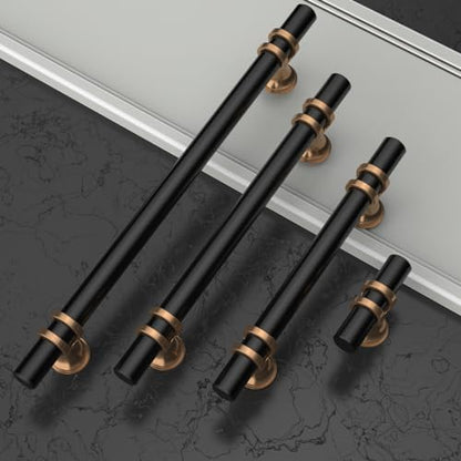 Asidrama 10 Pack 5 Inch(128mm) Champagne Bronze and Matte Black Kitchen Cabinet Handles, Cabinet Pulls Kitchen Cabinet Hardware Cupboard Handles Drawer Pulls - color: Black-Champagne Bronze, size: 5" Hole Center, style: 10 Pack