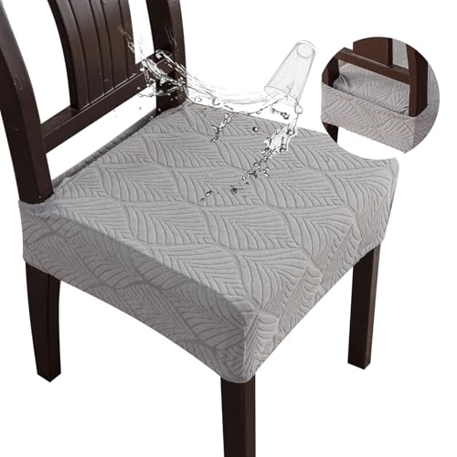 Waterproof Stretch Chair Seat Covers, Set of 6 Light Gray - color: Light Gray, size: 16-20in-Rear-covered