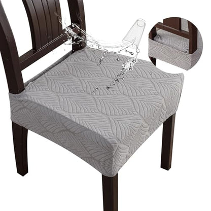 Waterproof Stretch Chair Seat Covers, Set of 6 Light Gray - color: Light Gray, size: 16-20in-Rear-covered