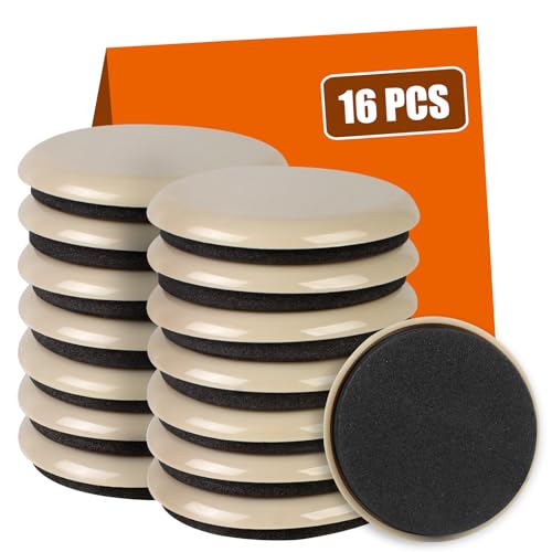 16PCS Furniture Sliders, 2 12/25" Furniture Sliders for Hardwood Floors, Reusable for Carpet, Heavy Duty Furniture Movers Sliders, Carpet, Floor Protectors (Beige) - color: Beige, size: 16PCS|2 12/25"