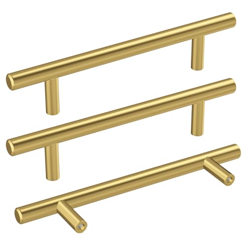 Haidms 20 Pack 4 Inch Gold Cabinet Handles Brass Kitchen Pulls - size: 4" Hole Center