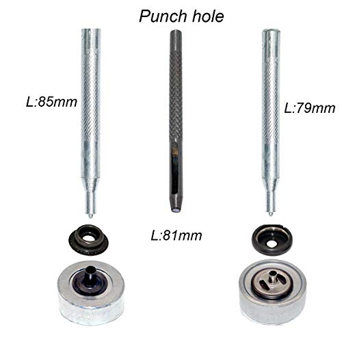 72pcs 15MM Stainless Steel Fastener Snap Press Stud Button for Marine Boat Canvas with Punching Set Tool Kit Gunmetal Black (4 Components, 18pcs for Each) - color: Gunmetal Black