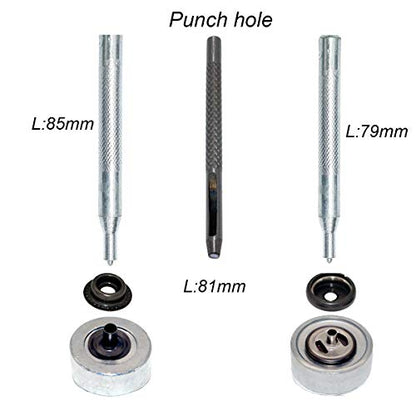 72pcs 15MM Stainless Steel Fastener Snap Press Stud Button for Marine Boat Canvas with Punching Set Tool Kit Gunmetal Black (4 Components, 18pcs for Each) - color: Gunmetal Black