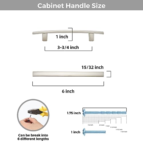 30 Pack Brushed Nickel Cabinet Handles, 3.75" Hole Center Curved Pulls - color: Brushed Nickel, size: 3.75" Hole Center