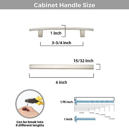30 Pack Brushed Nickel Cabinet Handles, 3.75" Hole Center Curved Pulls - color: Brushed Nickel, size: 3.75" Hole Center