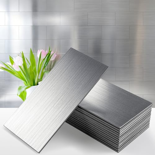 Vamos Tile 100-Pack Peel and Stick Backsplash Tile,3" x 6" Subway Tile - color: Brushed Stainless