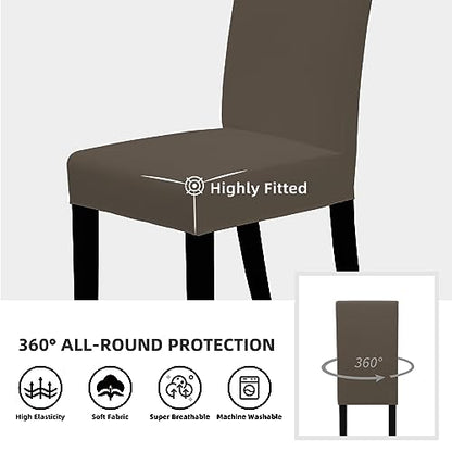 Easy-Going Stretch Dining Room Chair Slipcovers Set of 4, Taupe - color: Taupe