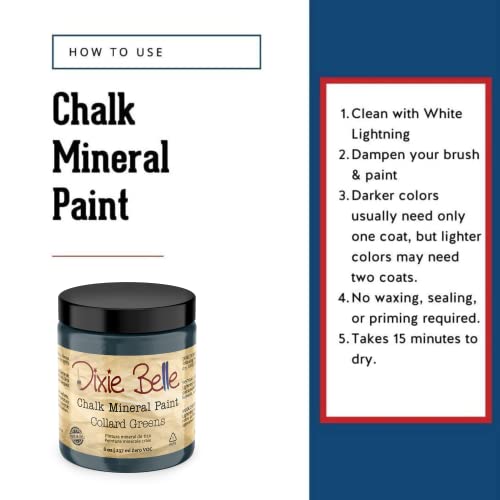 Dixie Belle Paint Company Chalk Mineral Paint - Collard Greens (8oz) - color: Collard Green, size: 8 Fl Oz (Pack of 1)