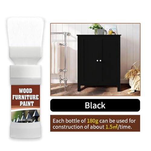 Furniture Paint and Chalk Paint for Furniture,Professional Kitchen Cabinet Paint, Wood Paint for Tables, Chairs & Refinishing - No Sanding Required, Low Odor & Water Based,Surface Repair Brush for Doors, Windows, and Metal,Quick-Drying Formula(Black) - co