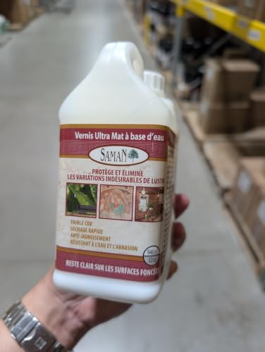 Saman Waterbased Dead Flat Varnish SAM-801 – Protects Decorative Surfaces (946 ml – 32 oz) - size: 1 Quart