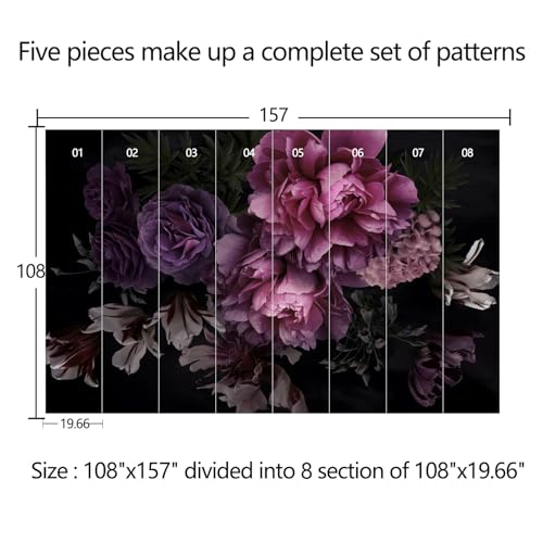 Purple Peony Flower Wallpaper with Peel-and-Stick backing-108 x157 - color: ZZSL-03, size: 108"x157"
