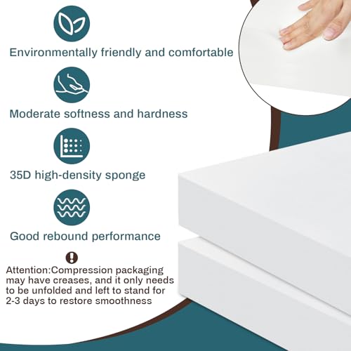 Frienda 2 Pack 6" x 20" x 20" Upholstery High Density Foam Square White - color: White, size: 6" X 20" X 20", style: Square