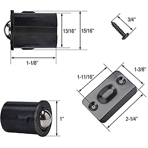 2 Pack Drive-in Ball Catch, Adjustable Spring Latch with Strike Plate for Cabinets, Black - color: Black, size: 2 Pack