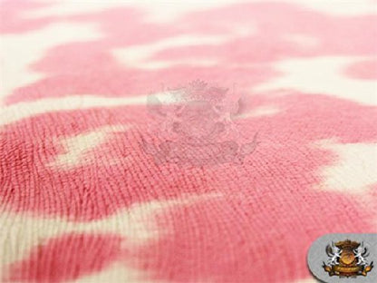 Suede Velvet Cow Print Fabric Udder Madness Upholstery 54" Wide Sold by The Yard (Pink) - color: Pink