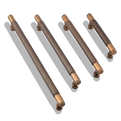10 Pack Antique Brass Knurled Cabinet Pulls 5 Inch(128mm) Kitchen Cabinet Handles Cabinet Hardware for Drawer Pulls - color: Antique Brass, size: 5" Hole Center