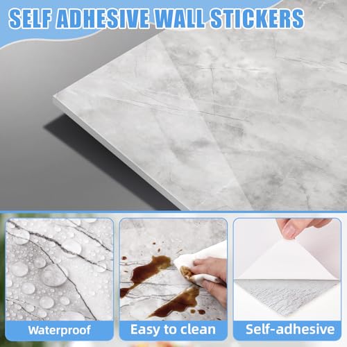 Nuanchu 36 Pcs Peel and Stick Wall Panels, 12x12 Inch, Gray Marble - color: Gray Marble