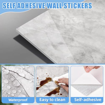 Nuanchu 36 Pcs Peel and Stick Wall Panels, 12x12 Inch, Gray Marble - color: Gray Marble