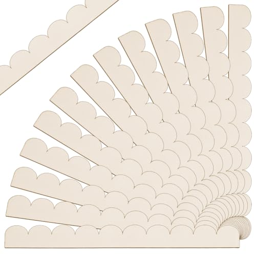 PH PandaHall 24pcs Scalloped Wood Trim Molding 15.7 inch Decorative Wood Trim 1.5 inch Wide DIY Moulding Trims Scalloped Edge Wooden Molding for Wall Cabinet Door Decoration DIY Home Craft