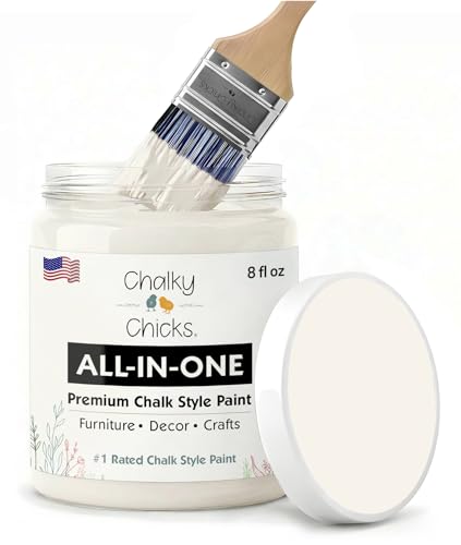 Chalky Chicks Aged Burlap 8 Fl Oz Chalk Paint for Furniture All in One - color: Aged Burlap (White), size: 8 Fl Oz (Pack of 1)