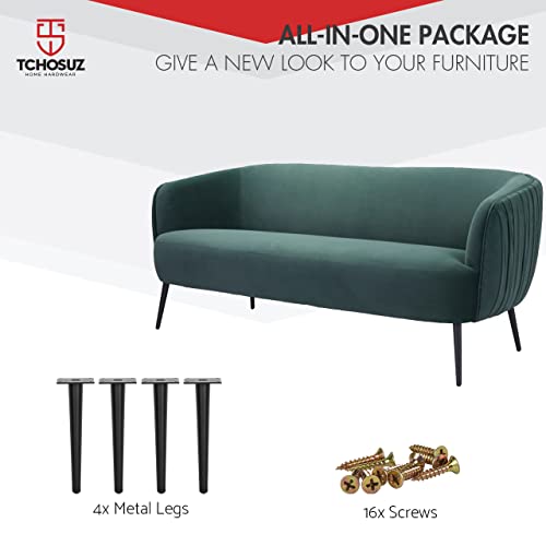 8 Inch Heavy-Duty Metal Furniture Legs 4-Pack Modern Tapered Black - color: Black-straight, size: 8''/20cm
