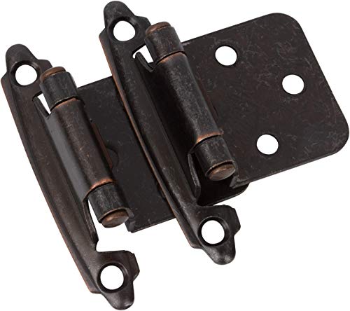 Decobasics Oil Rubbed Bronze Cabinet Hinges for Kitchen Cabinets (10 Pair -20 Pcs) -1/2" Overlay -Self Closing Cabinet Hinges Flush Mount w/Cupboard Silicon Bumpers & Upgraded Screws - color: Oil Rubbed Bronze, size: 20 Pack