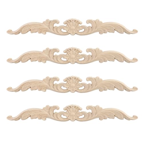 Wood Carved Onlays Appliques (Style5,4 pcs) - style: Style5,4 pcs