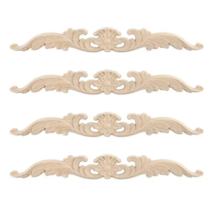 Wood Carved Onlays Appliques (Style5,4 pcs) - style: Style5,4 pcs