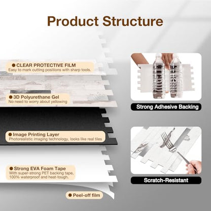Peel and Stick Backsplash Tile Waterproof Removable PVC Wall Sticker 3D Faux Stone Marble Brick White Accent Panels (Polished Eurasia Silver - Gray, 40 Tiles - 18 sq. ft. (1.68 m²)) - color: Polished Eurasia Silver - Gray, size: 40 Tiles - 18 sq. ft. (1.6
