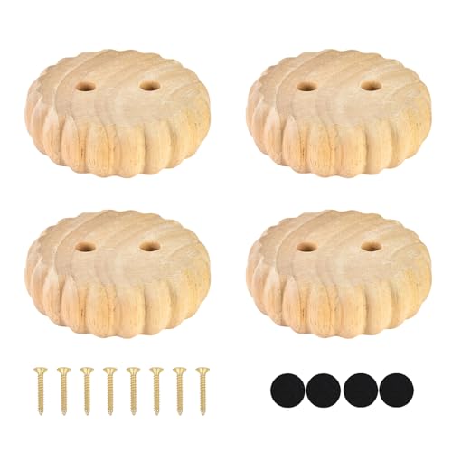 Furniture Legs 1 Inch Unfinished Wood Bun Feet Screw in - size: 1 Inch