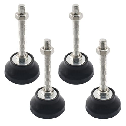 4Pcs Adjustable Leveling Feet, M10 Heavy Duty Adjustable Feet, Black Rubber Feet for Desk, Shelf Chair, Table, Machine (D60 x M10 x H80) - size: D60 x M10 x H80