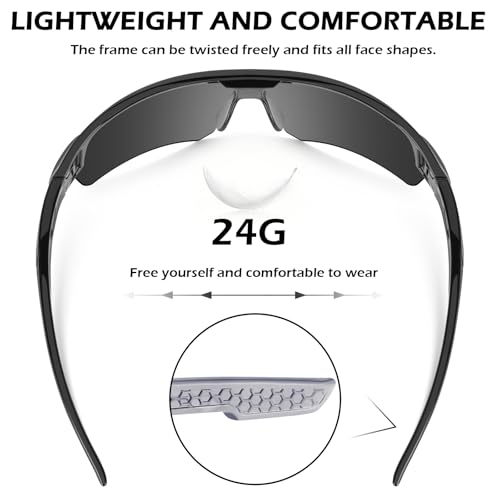 OXG 6 Pack Safety Glasses, Scratch Resistant Wraparound Lenses ANSI Z87.1 Protective Eyewear for Unisex - color: Grey