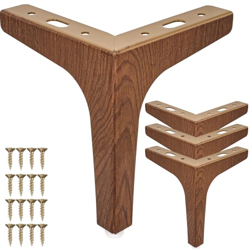 La Vane 5 Inch Diamond Triangle Metal Furniture Legs 4PCS- Heavy Duty Iron - color: Walnut, size: 5" / 13cm