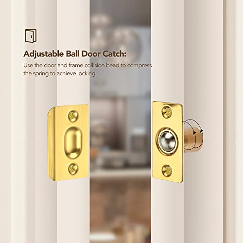 Ravinte Gold Door Ball Catch, Closet Door Latch Adjustable, 2 Pack - color: Gold