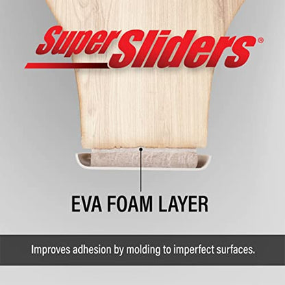 Super Sliders 1" Square Self-Stick Furniture Sliders or Movers for Carpet to Protect Furniture and Move Effortlessly, Brown (12 Pack)