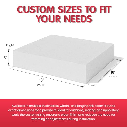 FOAMYFOAM 2Pack High Density 2 inch Thick, 20 inch Wide, 20 inch Long Upholstery Foam, Cushion Replacement - size: 2" x 20" x 20" (2 Pack)