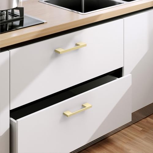 9BUILD 10 Pack Brushed Brass Cabinet Pulls 3 Inch Kitchen Cabinet Handles, Cabinet Hardware for Cupboard Drawer Pulls - color: Brushed Brass, size: 3"/76MM Hole Center, style: 10 Pack