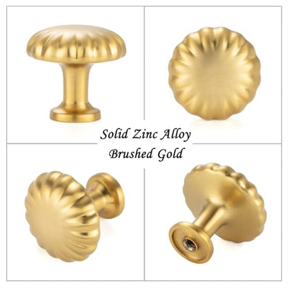 Round Brushed Gold Cabinet Knobs 1-1/4 Inch 10 Pack K2408 - color: Brushed Gold, size: Knob A-10 Pcs