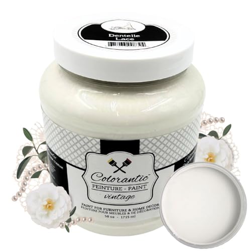 Colorantic | LACE Chalk Paint for Furniture DIY - Multi-Surface Craft Paint | OFF-WHITE CREAM Home Decor Painting for Wood (58 oz) - color: Lace, size: 58 Fl Oz (Pack of 1)