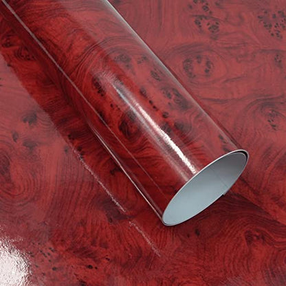 Moyishi Wood Grain Vinyl Sticker Decal Roll Car Interior Home Office Furniture DIY Film Wrap 30cmx100cm (Red) - color: Red