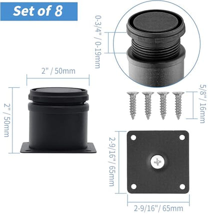 Stainless Steel Adjustable Furniture Legs 2 Inch - Black - 8pcs - color: Black, size: 2"