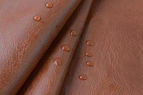 Wento Thick 2 Yard Faux Leather Fabric Soft Skin Grain PU Leather for Furniture Cover Reupholster Sofa Chairs Cushions Vinyl Upholstery (2 Yards, Brown) - color: Brown, size: 2 Yards (54" x 72")