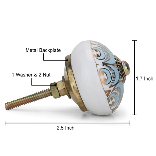 Turquoise Ceramic Cabinet Knobs Pack of 4 - color: Turquoise, style: Art Deco