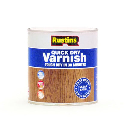 Rustins Quick Dry Varnish Clear Satin 1L | 33.8 Fl. Oz. - color: Satin Clear, size: 1 l