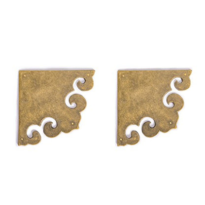 Hardware Philosophy HP Curled Brass Box Corner Plates, 2-Pack, 3.3 in