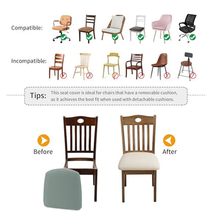 Fuloon Dining Chair Seat Covers Stretch Slipcovers, Set of 6, Beige - color: T-beige, size: Not Waterproof