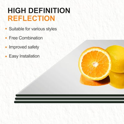 Home Gym Mirror Tiles, 16x12'', 16-Piece, Large Square Workout Mirrors - size: 16''x12''-16PCS